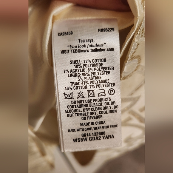 TED BAKER • Gold & Cream Weave Dress with Embellishments, Size 3 (Mediu… - Picture 6 of 8